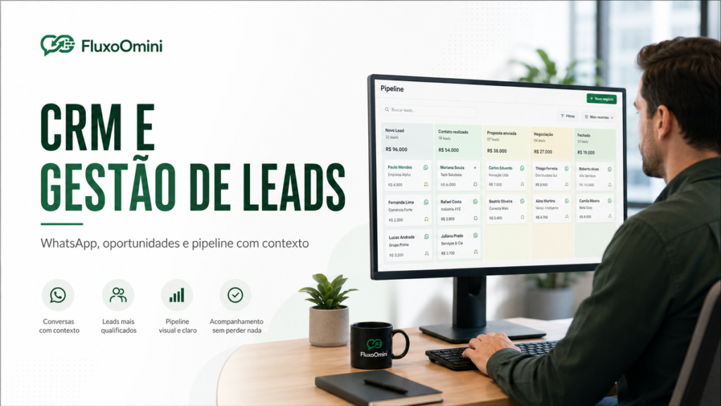 CRM e gestão de leads no WhatsApp com pipeline e acompanhamento comercial