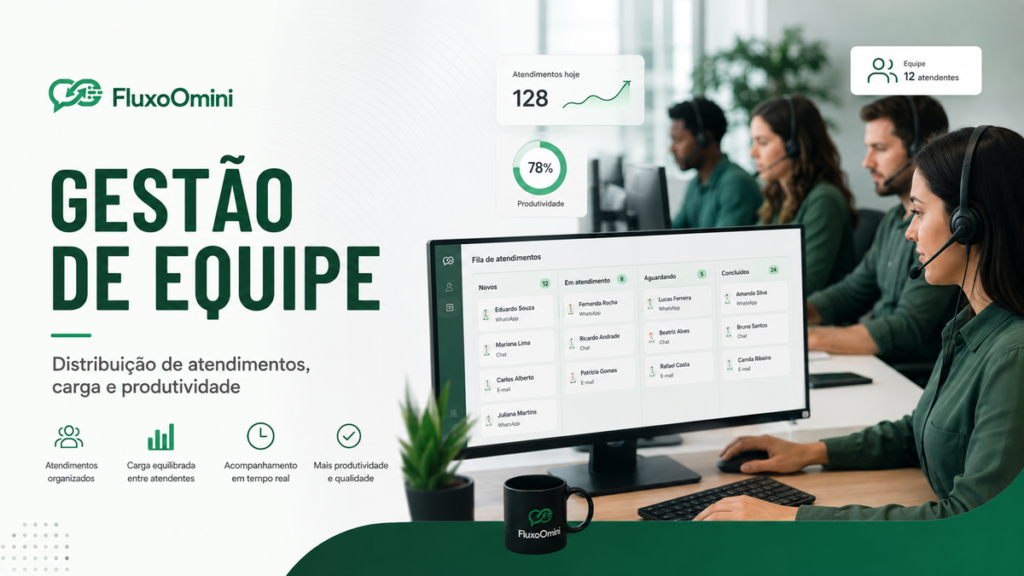 Gestão de equipe e distribuição de atendimentos com filas e responsáveis